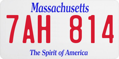 MA license plate 7AH814
