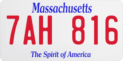 MA license plate 7AH816