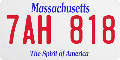 MA license plate 7AH818
