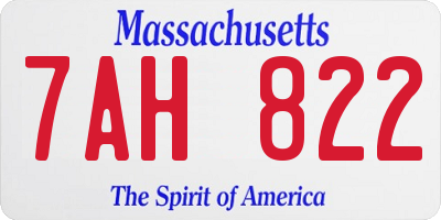 MA license plate 7AH822