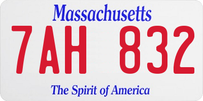 MA license plate 7AH832