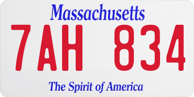 MA license plate 7AH834