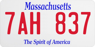 MA license plate 7AH837
