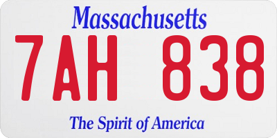 MA license plate 7AH838