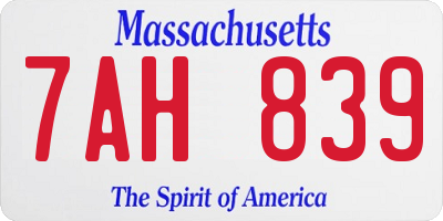 MA license plate 7AH839