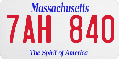 MA license plate 7AH840
