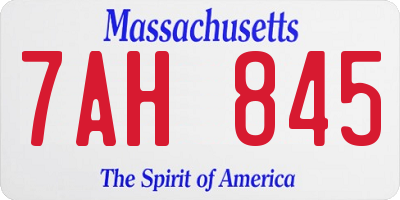 MA license plate 7AH845