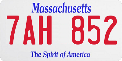 MA license plate 7AH852