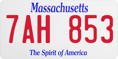 MA license plate 7AH853
