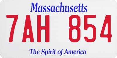 MA license plate 7AH854