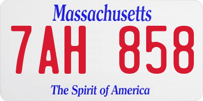 MA license plate 7AH858