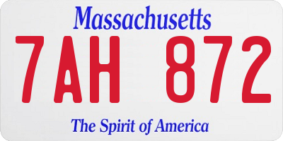 MA license plate 7AH872