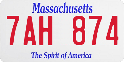 MA license plate 7AH874