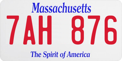MA license plate 7AH876