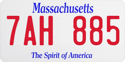 MA license plate 7AH885