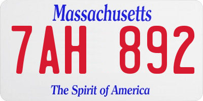 MA license plate 7AH892