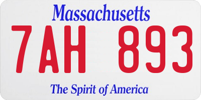 MA license plate 7AH893