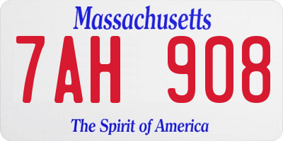 MA license plate 7AH908