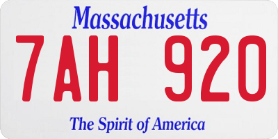 MA license plate 7AH920