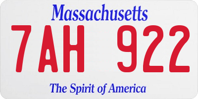 MA license plate 7AH922
