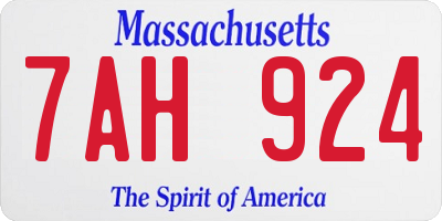 MA license plate 7AH924