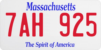 MA license plate 7AH925