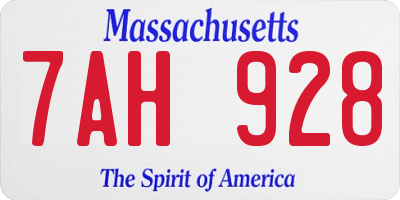 MA license plate 7AH928