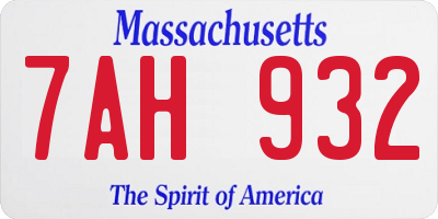 MA license plate 7AH932