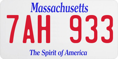 MA license plate 7AH933