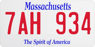MA license plate 7AH934