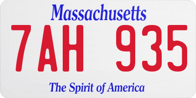 MA license plate 7AH935