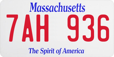 MA license plate 7AH936