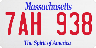 MA license plate 7AH938