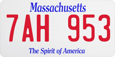 MA license plate 7AH953