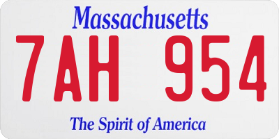 MA license plate 7AH954