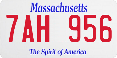 MA license plate 7AH956