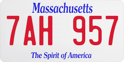 MA license plate 7AH957