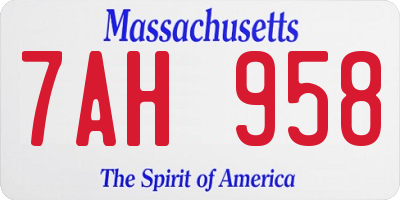 MA license plate 7AH958