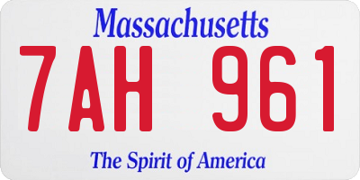 MA license plate 7AH961