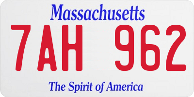 MA license plate 7AH962