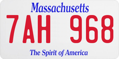 MA license plate 7AH968