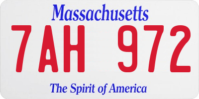MA license plate 7AH972