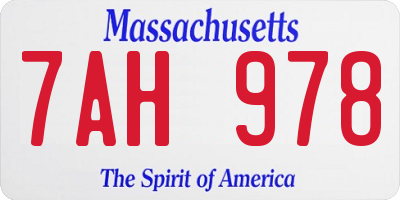 MA license plate 7AH978