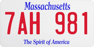MA license plate 7AH981