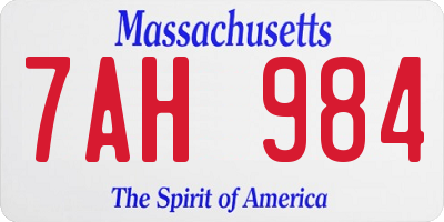 MA license plate 7AH984