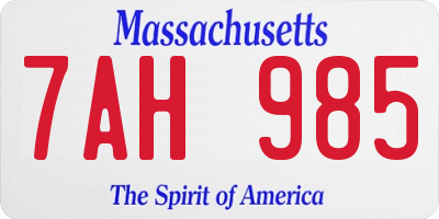 MA license plate 7AH985
