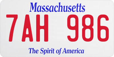 MA license plate 7AH986