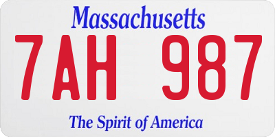 MA license plate 7AH987