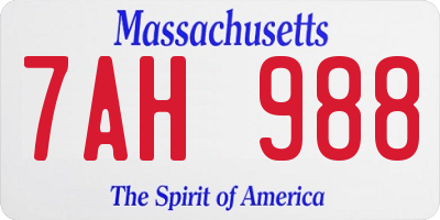 MA license plate 7AH988
