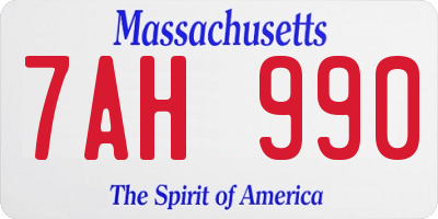 MA license plate 7AH990